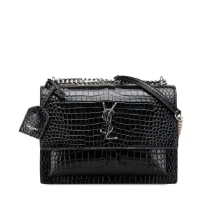 Medium Croc Embossed Leather Sunset Crossbody