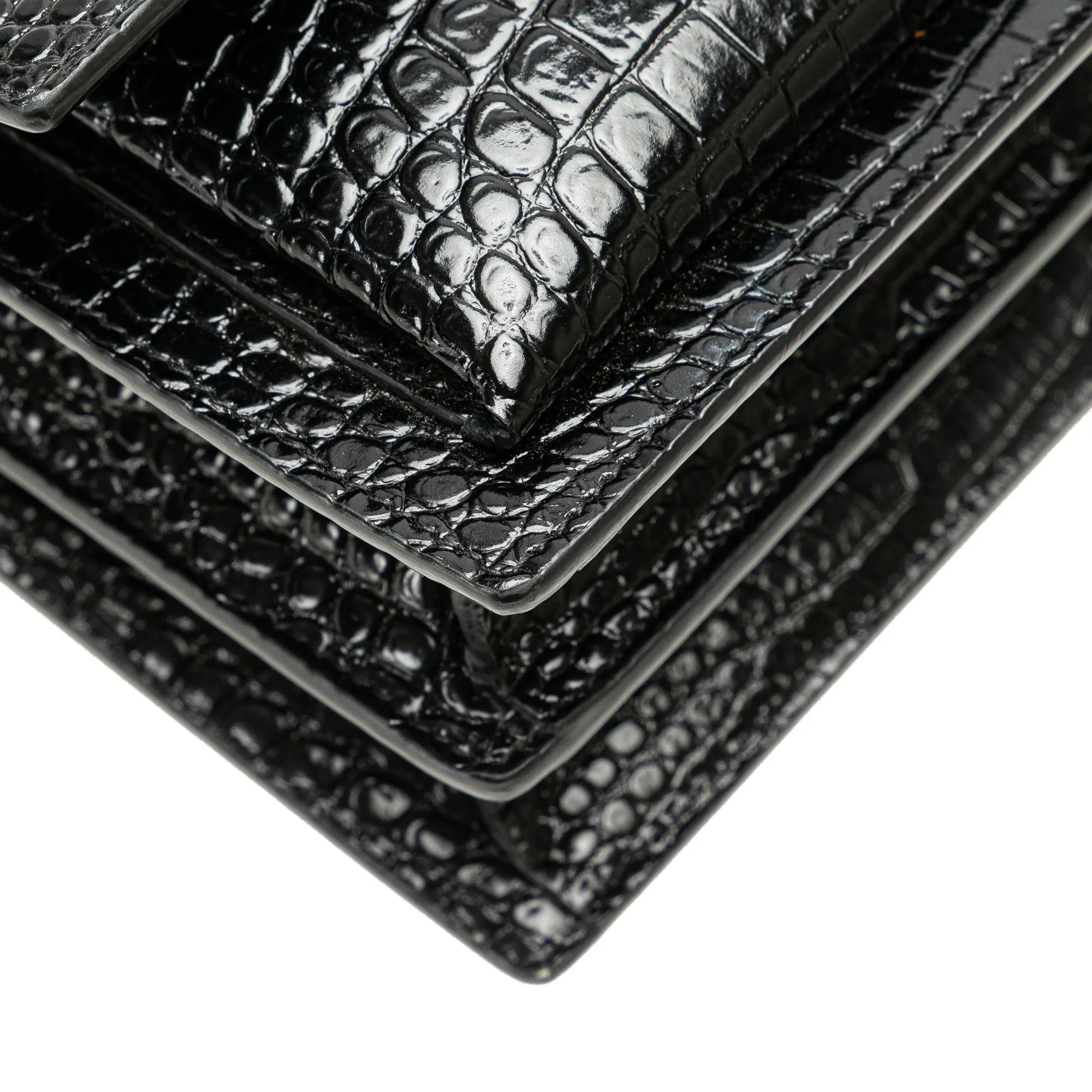 Medium Croc Embossed Leather Sunset Crossbody
