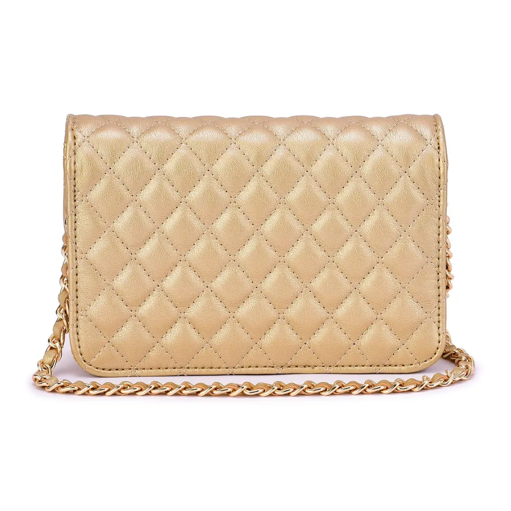 Mellow World Amanda Quilted Crossbody Champagne Clutch
