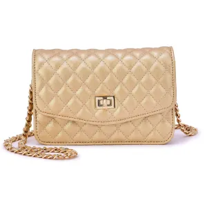 Mellow World Amanda Quilted Crossbody Champagne Clutch