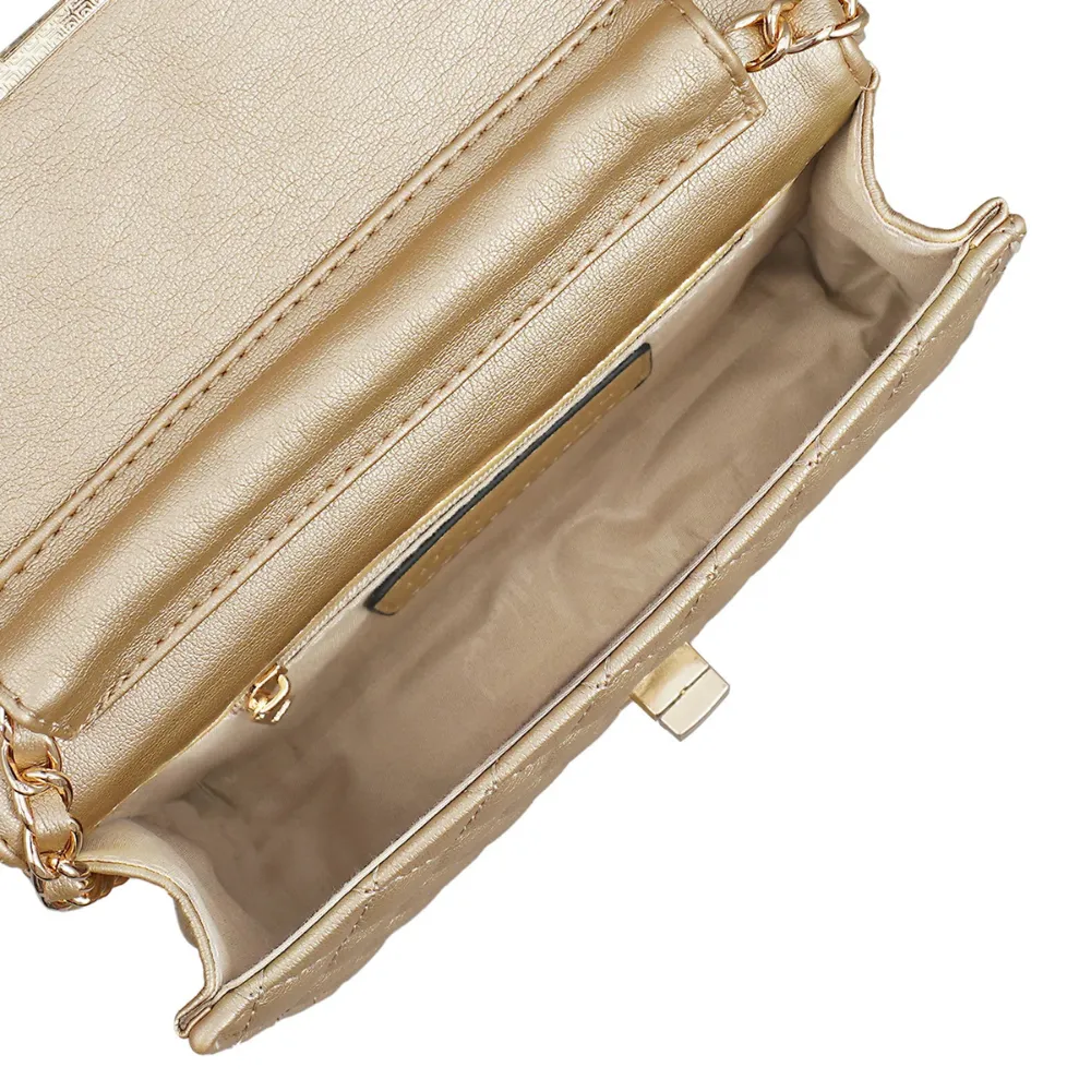 Mellow World Amanda Quilted Crossbody Champagne Clutch