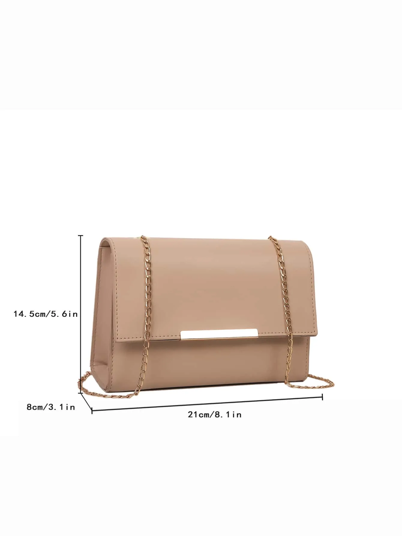 Metal Decor Chain Flap Square Bag - Khaki