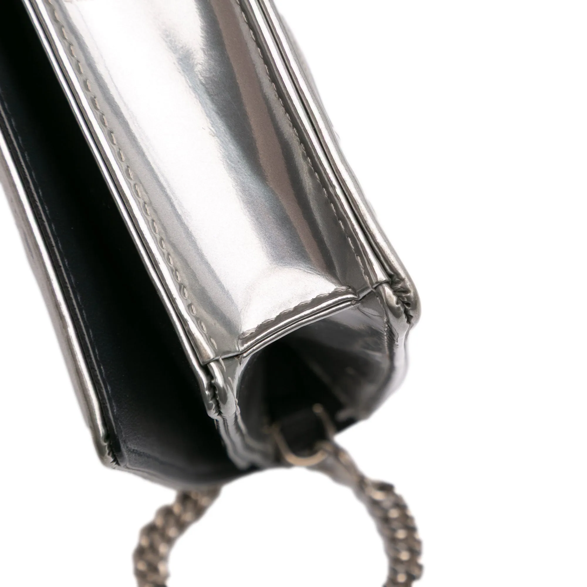 Metallic Patent Microcannage Diorama Wallet on Chain