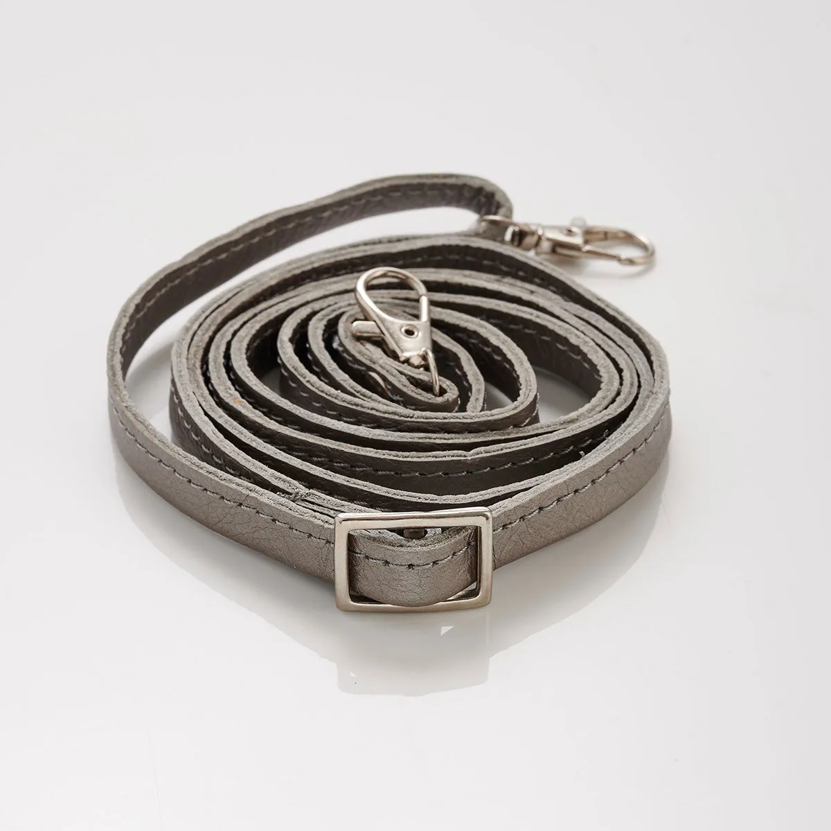 Metallic Silver Leather Purse & Strap