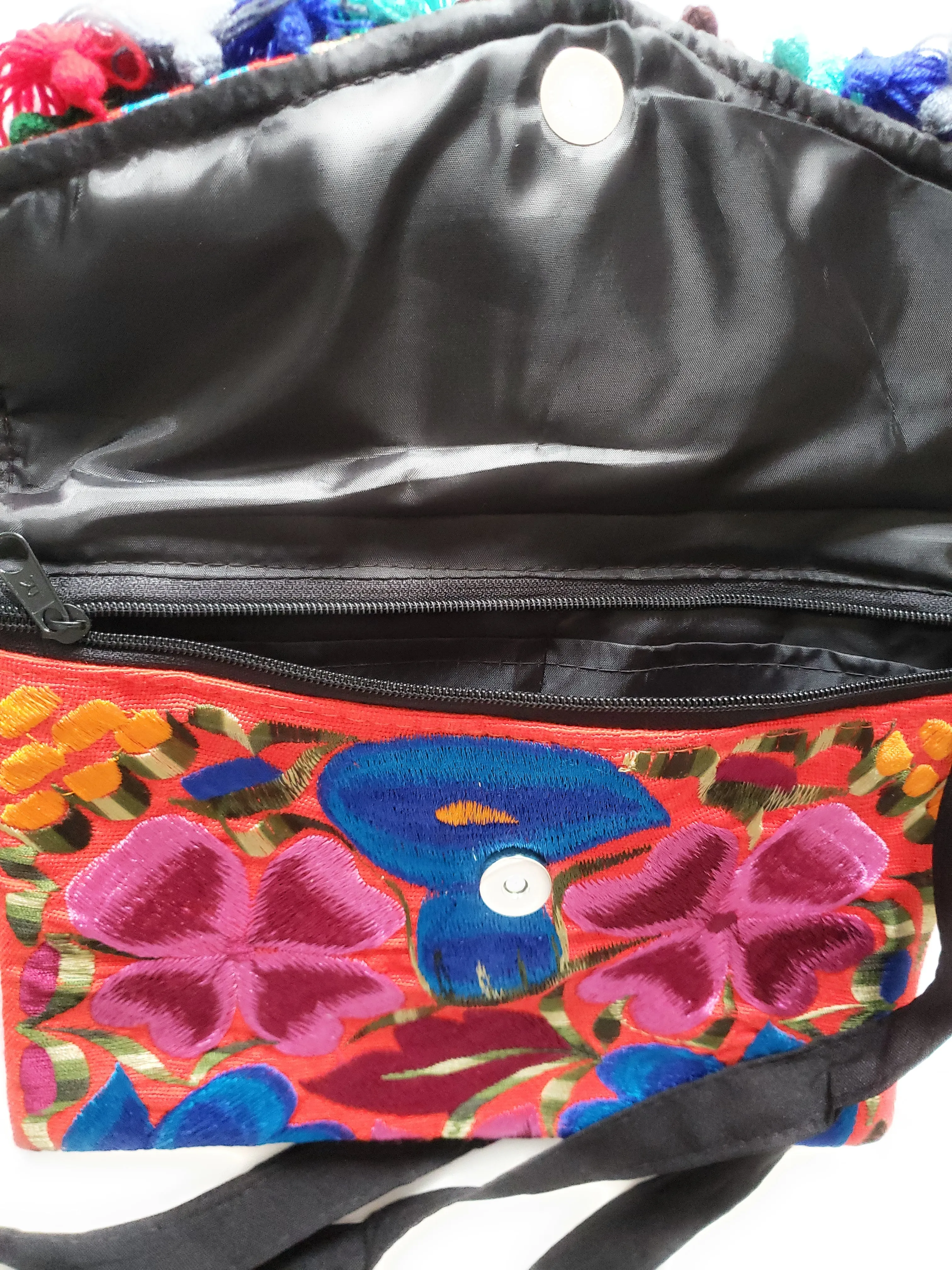 Mexican Embroidered Clutch Bag With Tassels Handmade Colorful