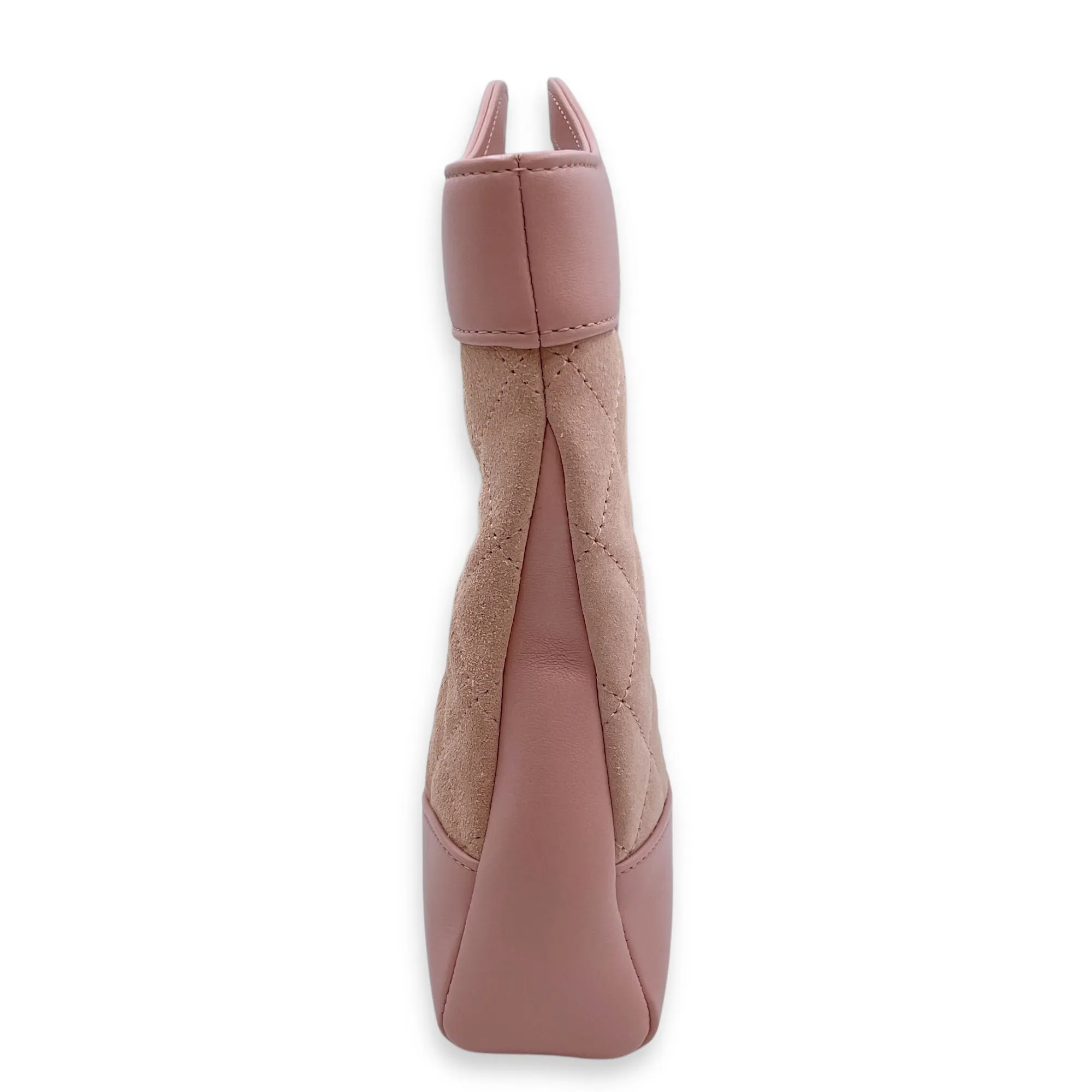 Mini 31 Pink Crossbody Bag in Suede Leather, Gold hardware