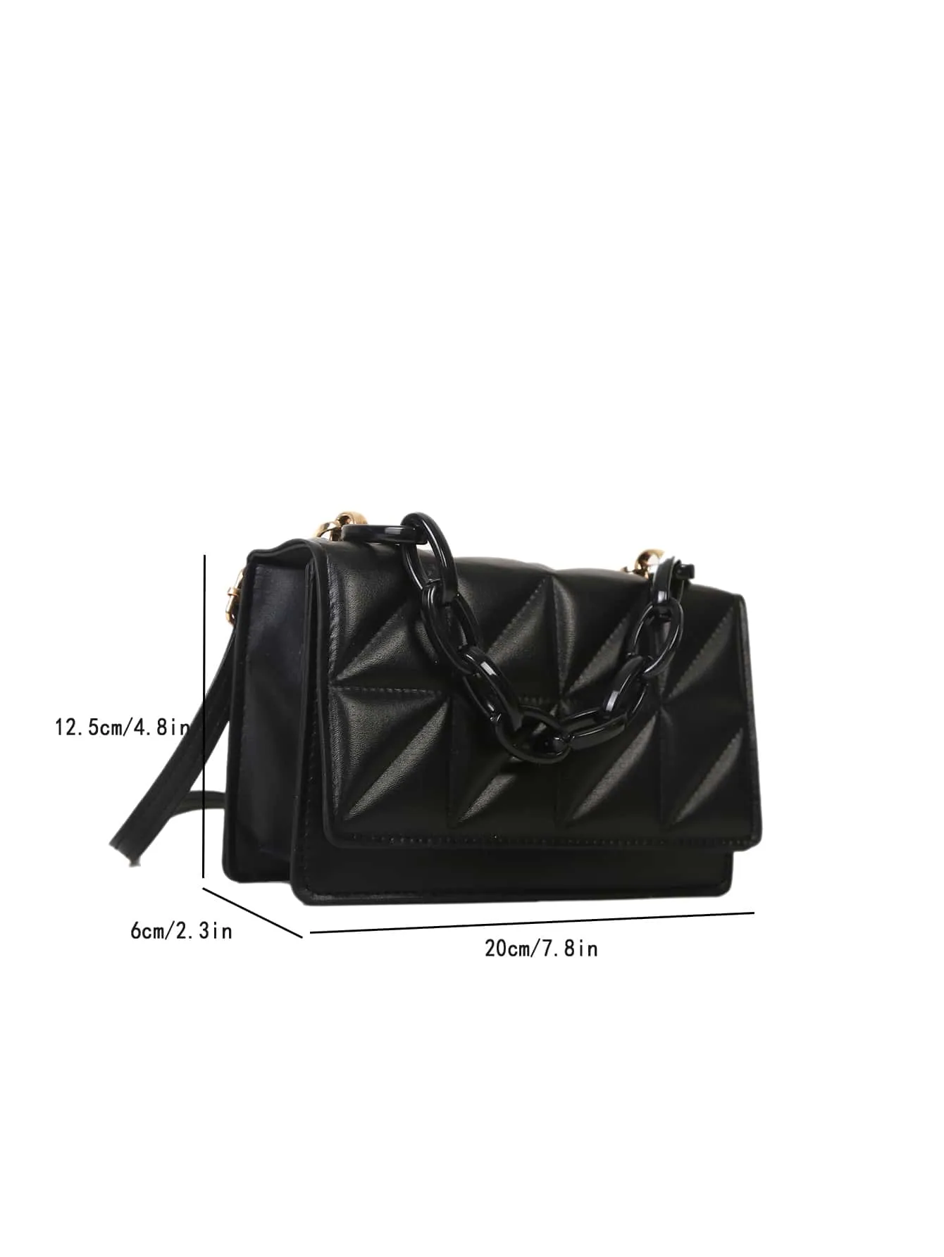 Mini Chain Decor Quilted Flap Square Bag - Black