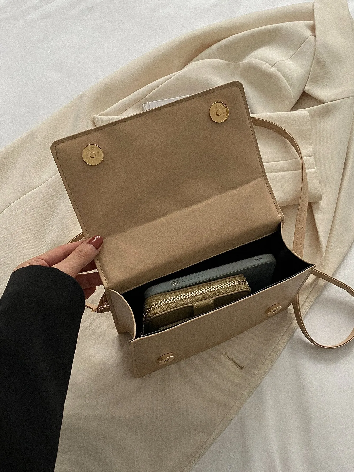 Mini Chain Decor Quilted Flap Square Bag - Khaki- FD ⚡
