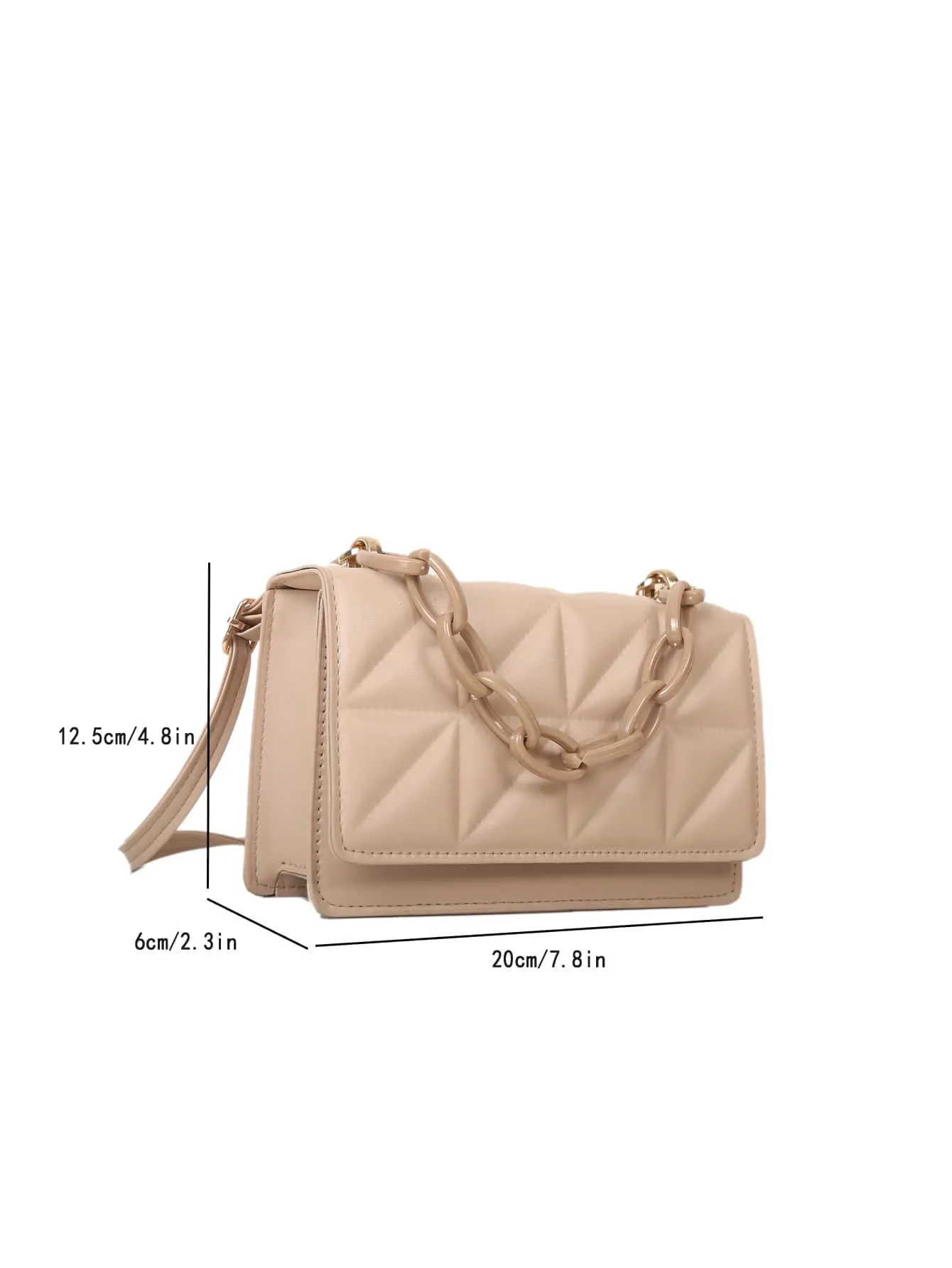 Mini Chain Decor Quilted Flap Square Bag - Khaki- FD ⚡
