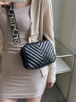Mini Chevron Detail Square Bag - Black