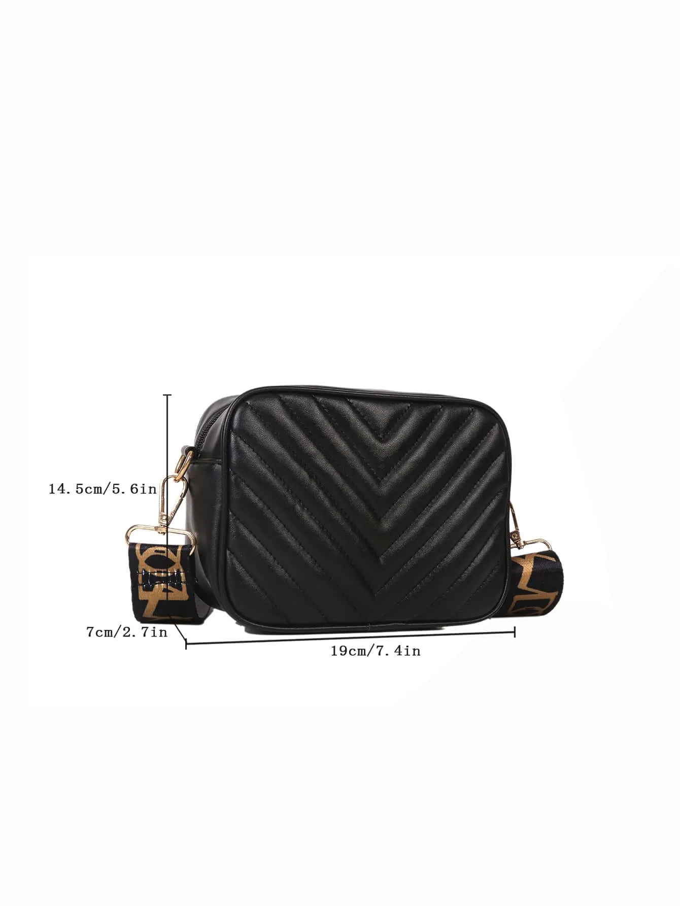 Mini Chevron Detail Square Bag - Black