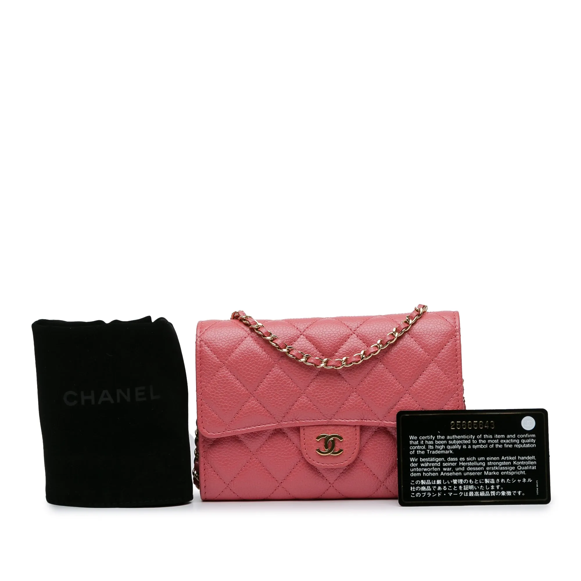 Mini Classic Caviar Flap Wallet on Chain