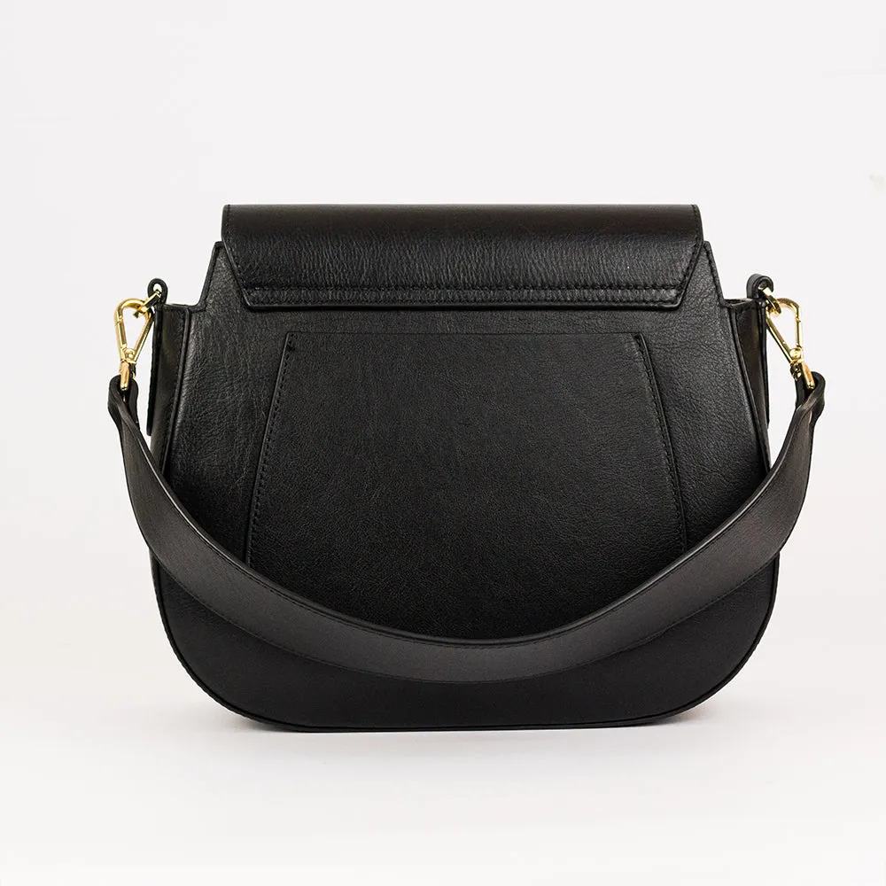 Mini Elena Black Leather Crossbody Bag