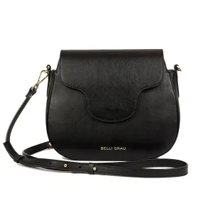 Mini Elena Black Leather Crossbody Bag