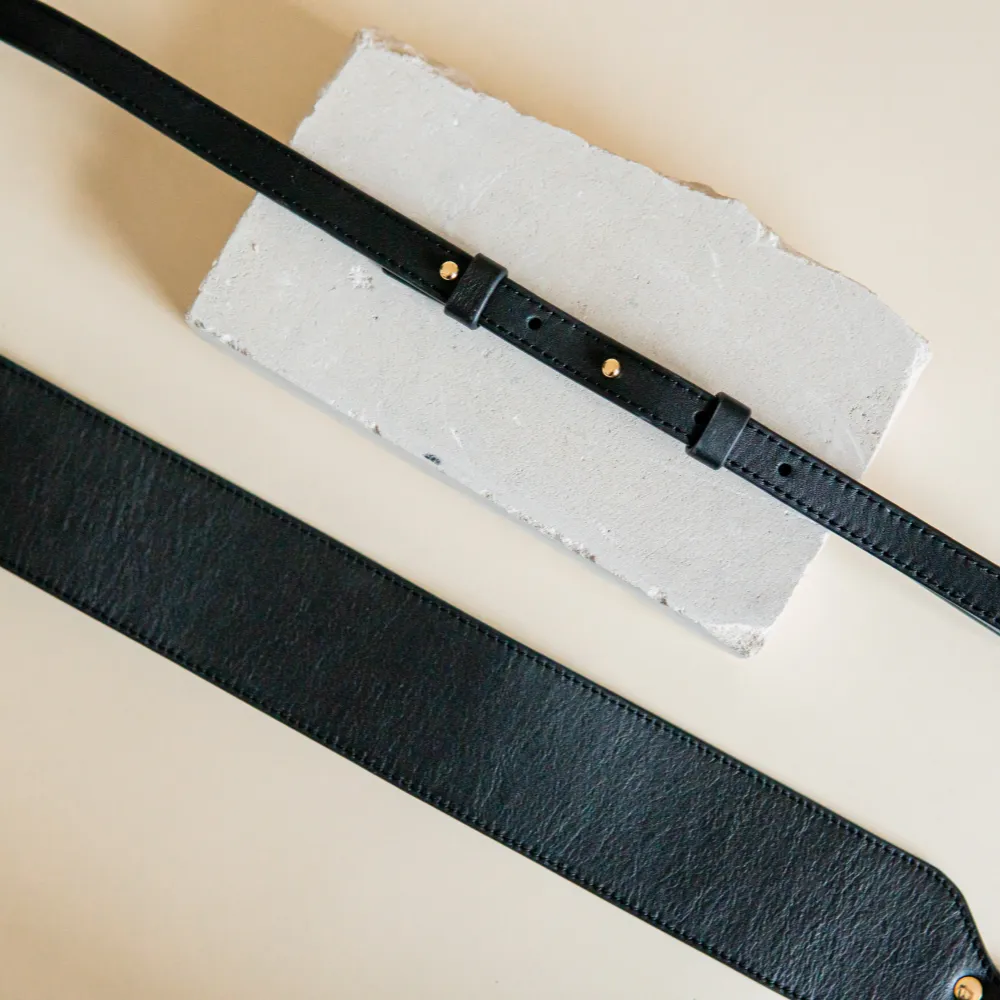 Mini Elena Black Leather Crossbody Bag