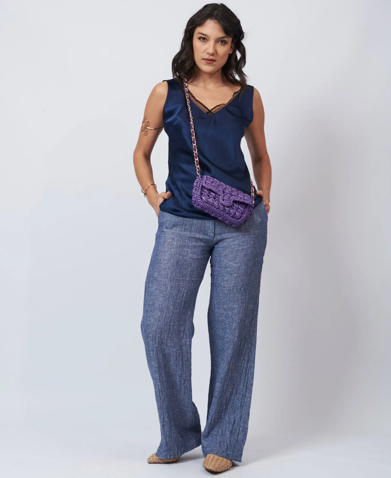 Mini Raffia Bag purple