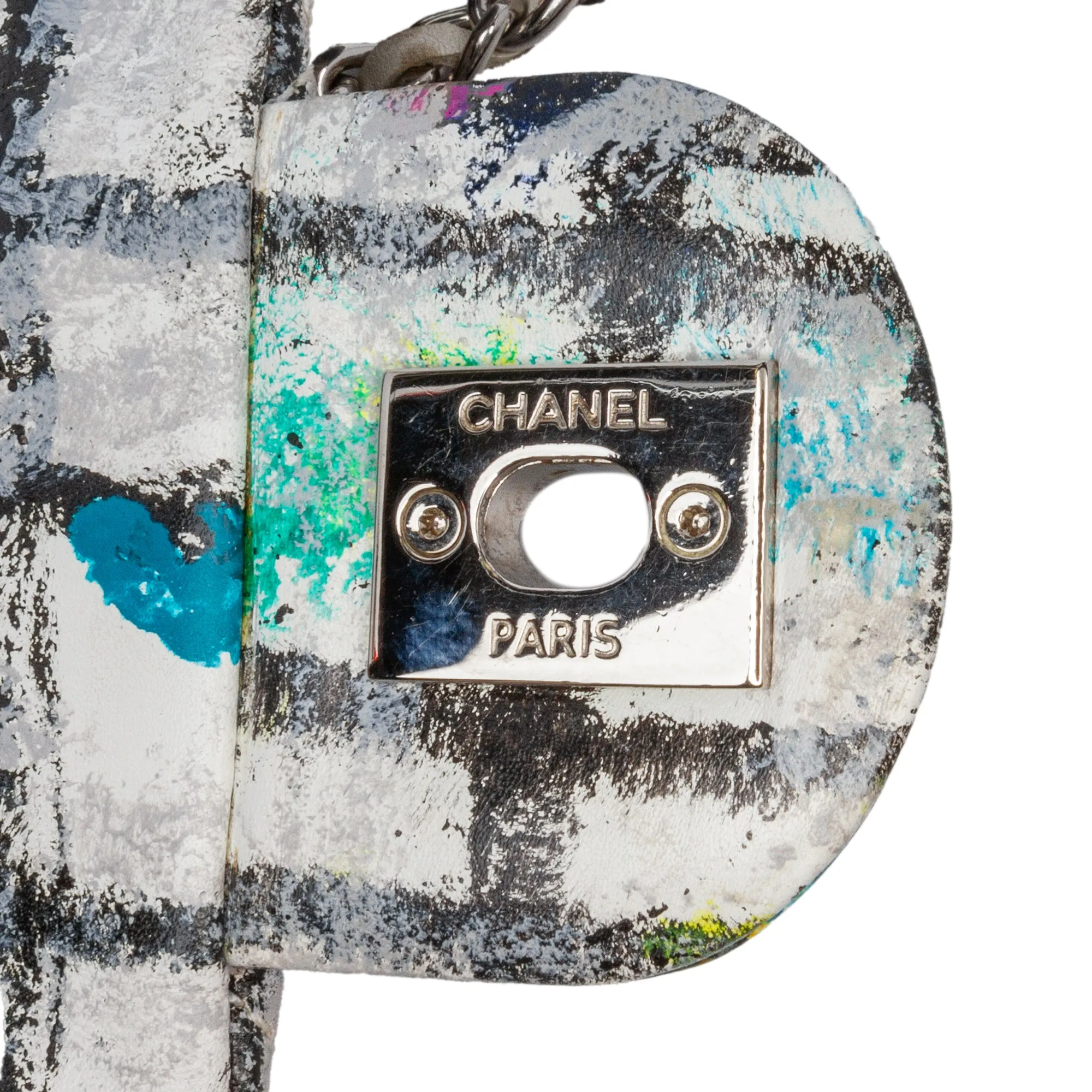 Mini Rectangular Calfskin Hand Painted Graffiti Flap