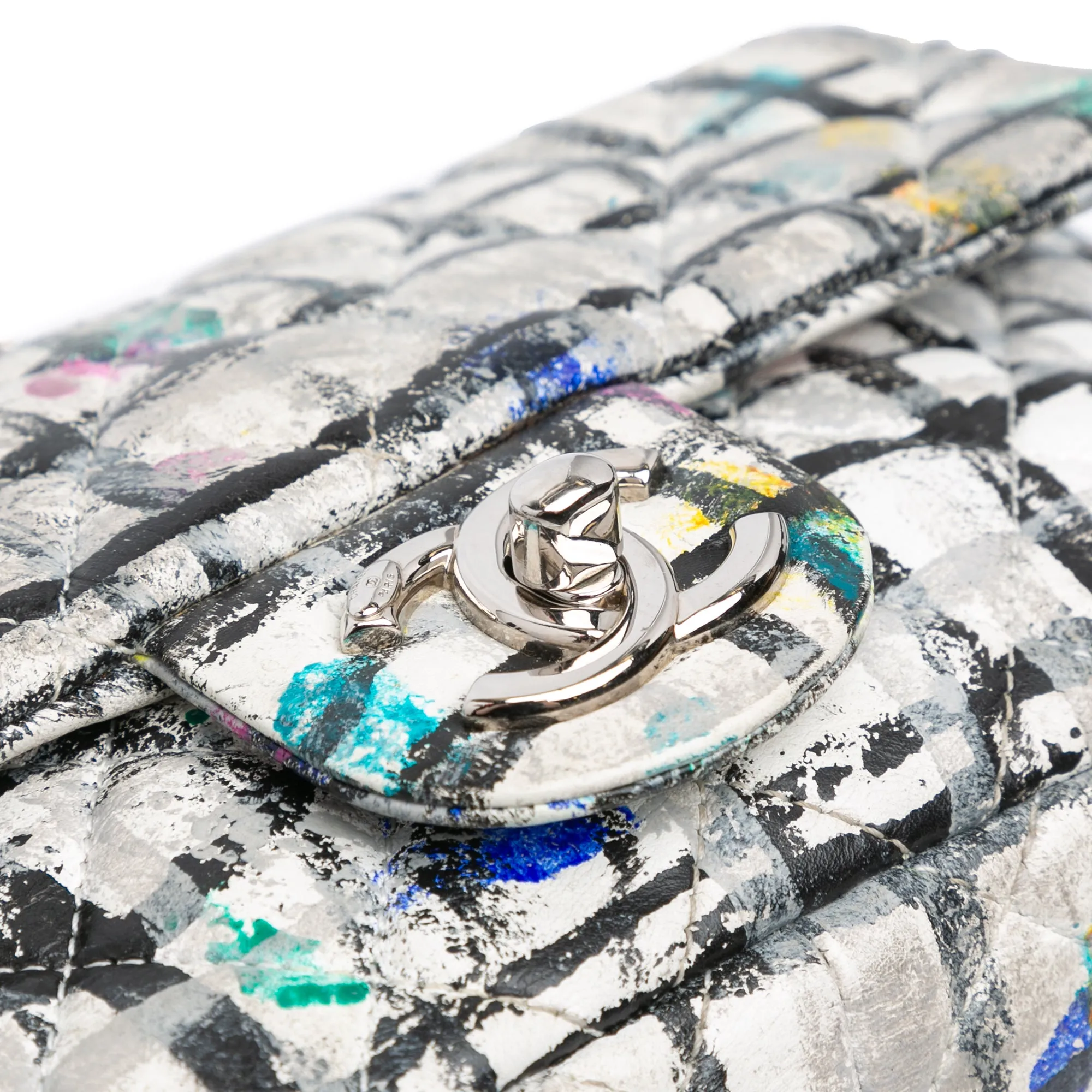 Mini Rectangular Calfskin Hand Painted Graffiti Flap