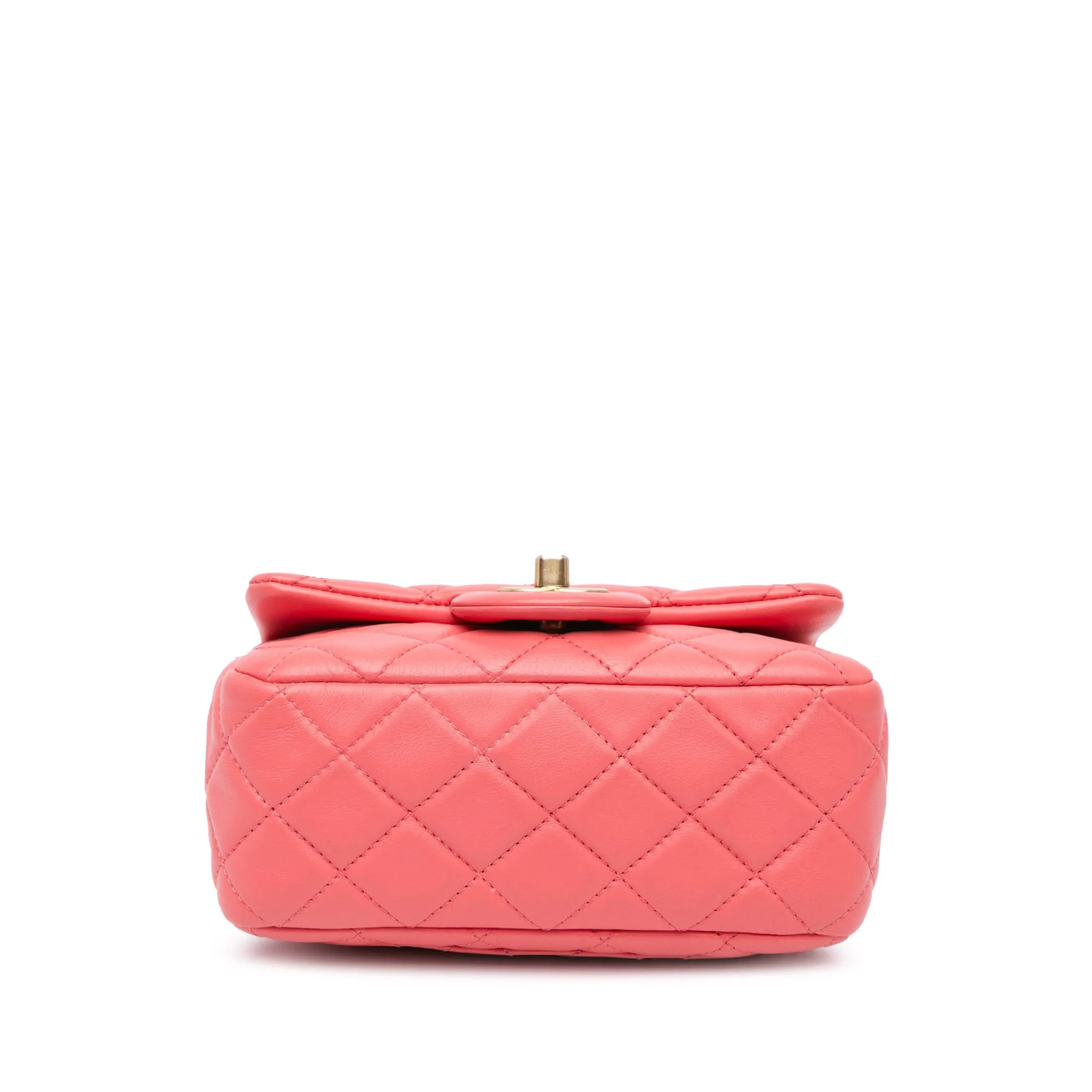 Mini Square Classic Lambskin Pearl Crush Flap