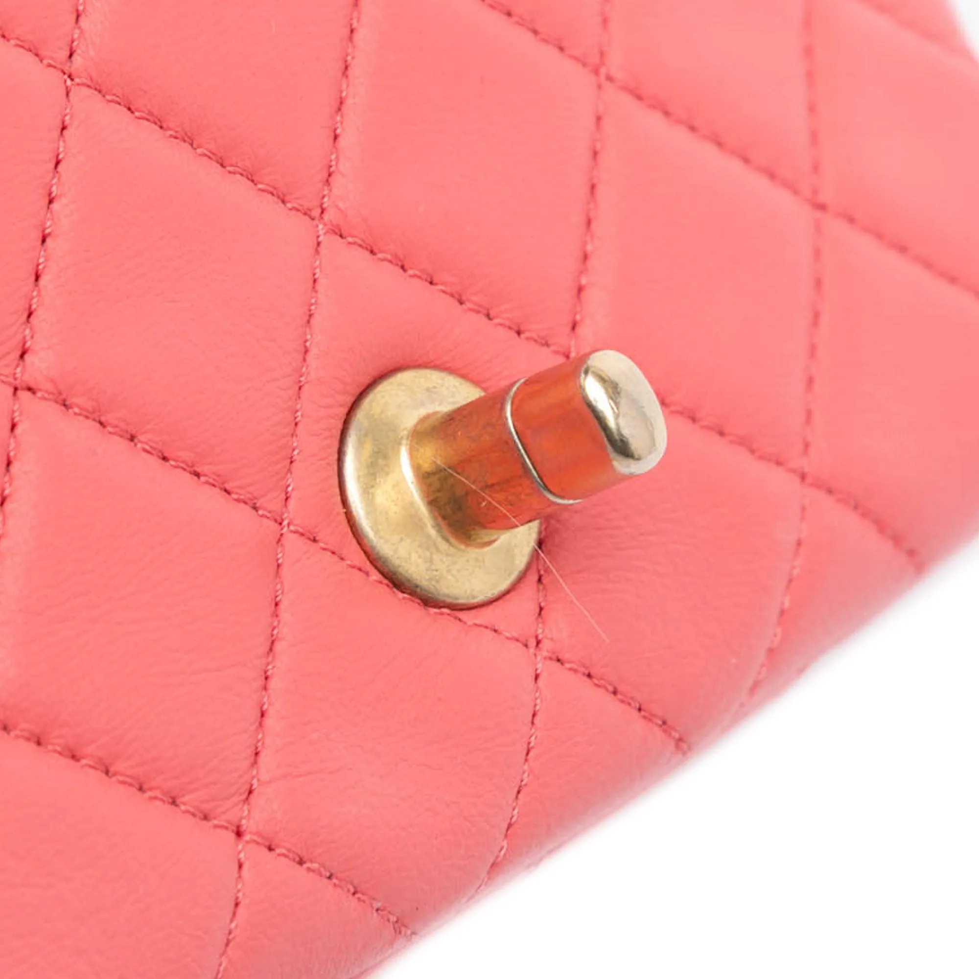 Mini Square Classic Lambskin Pearl Crush Flap