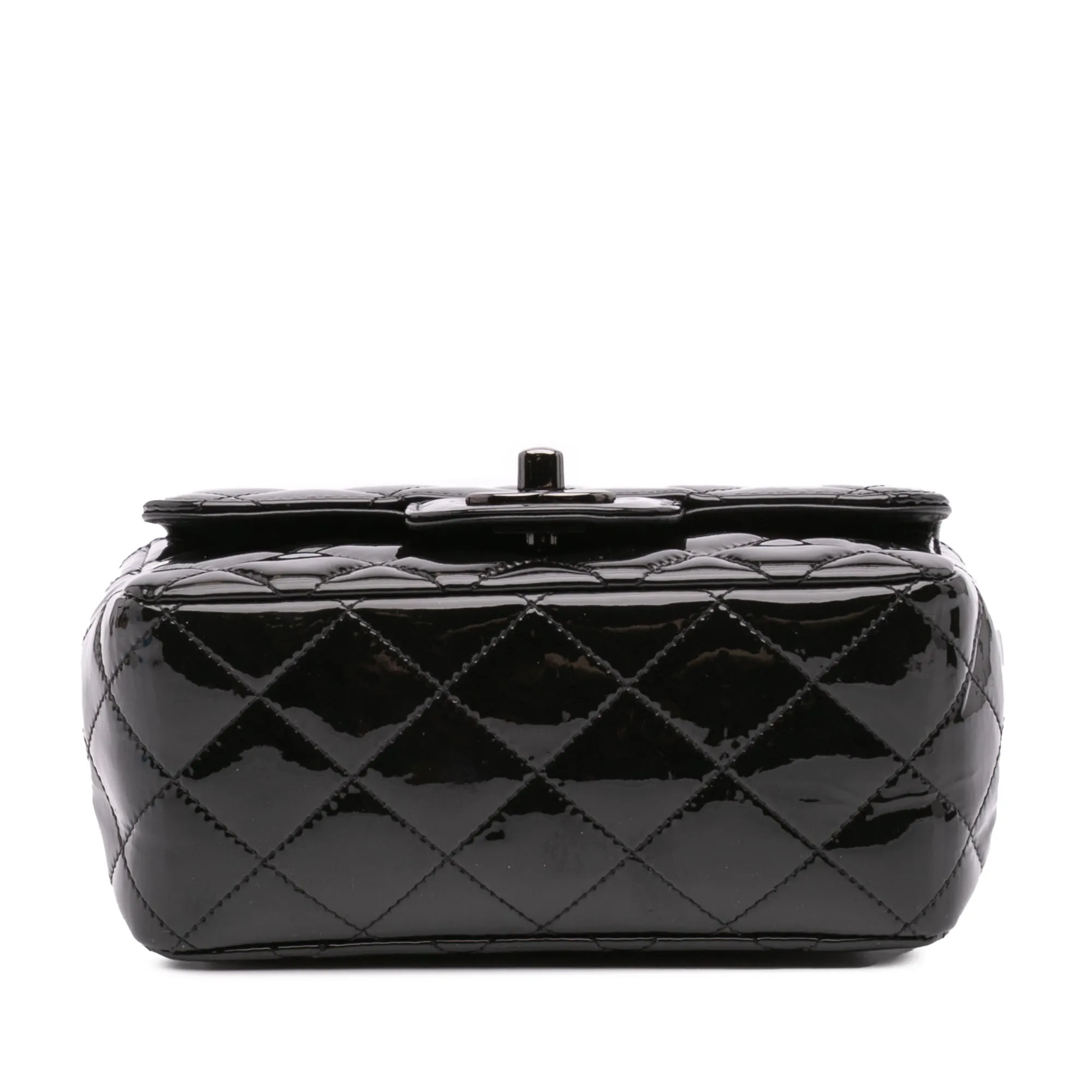 Mini Square Classic Patent So Black Single Flap