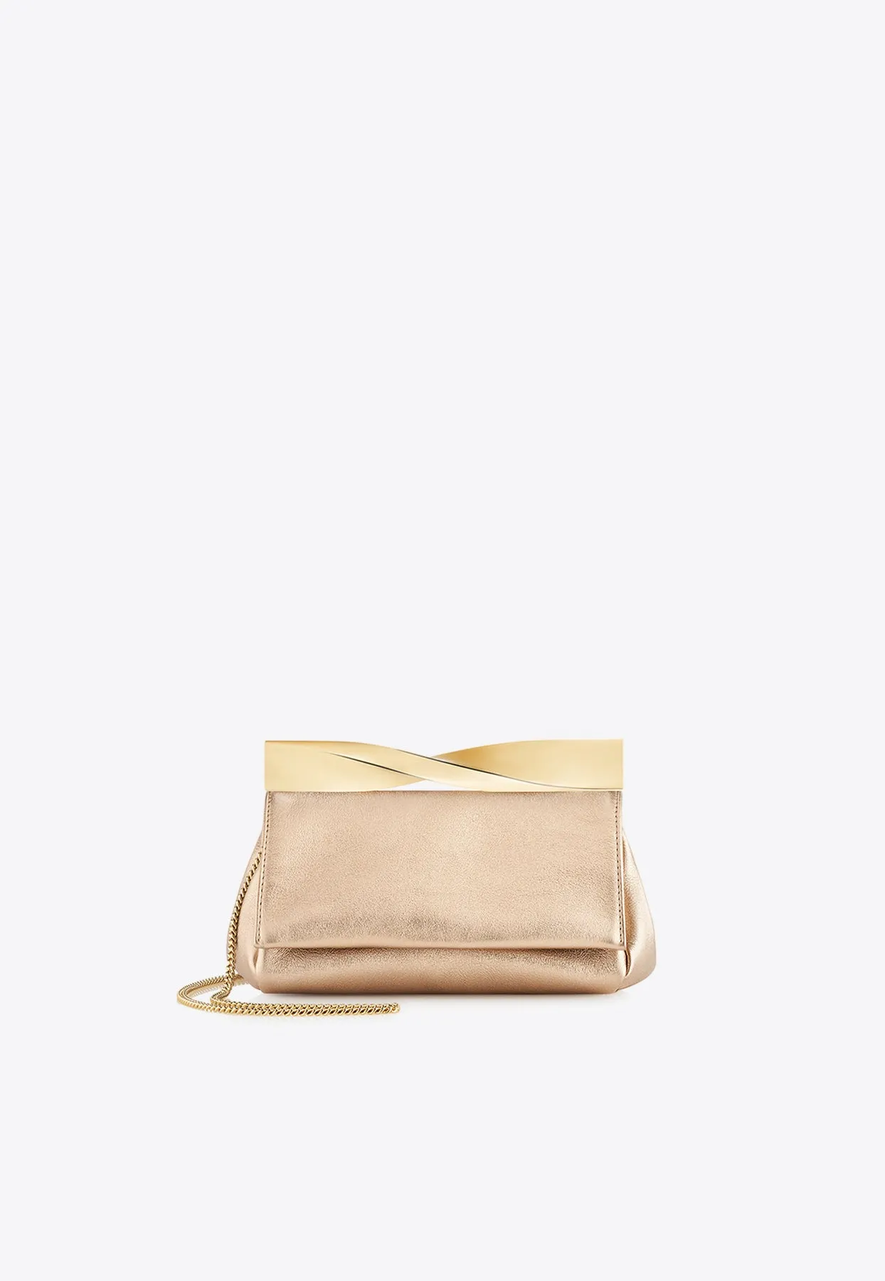 Mini Twist Metallic Leather Clutch