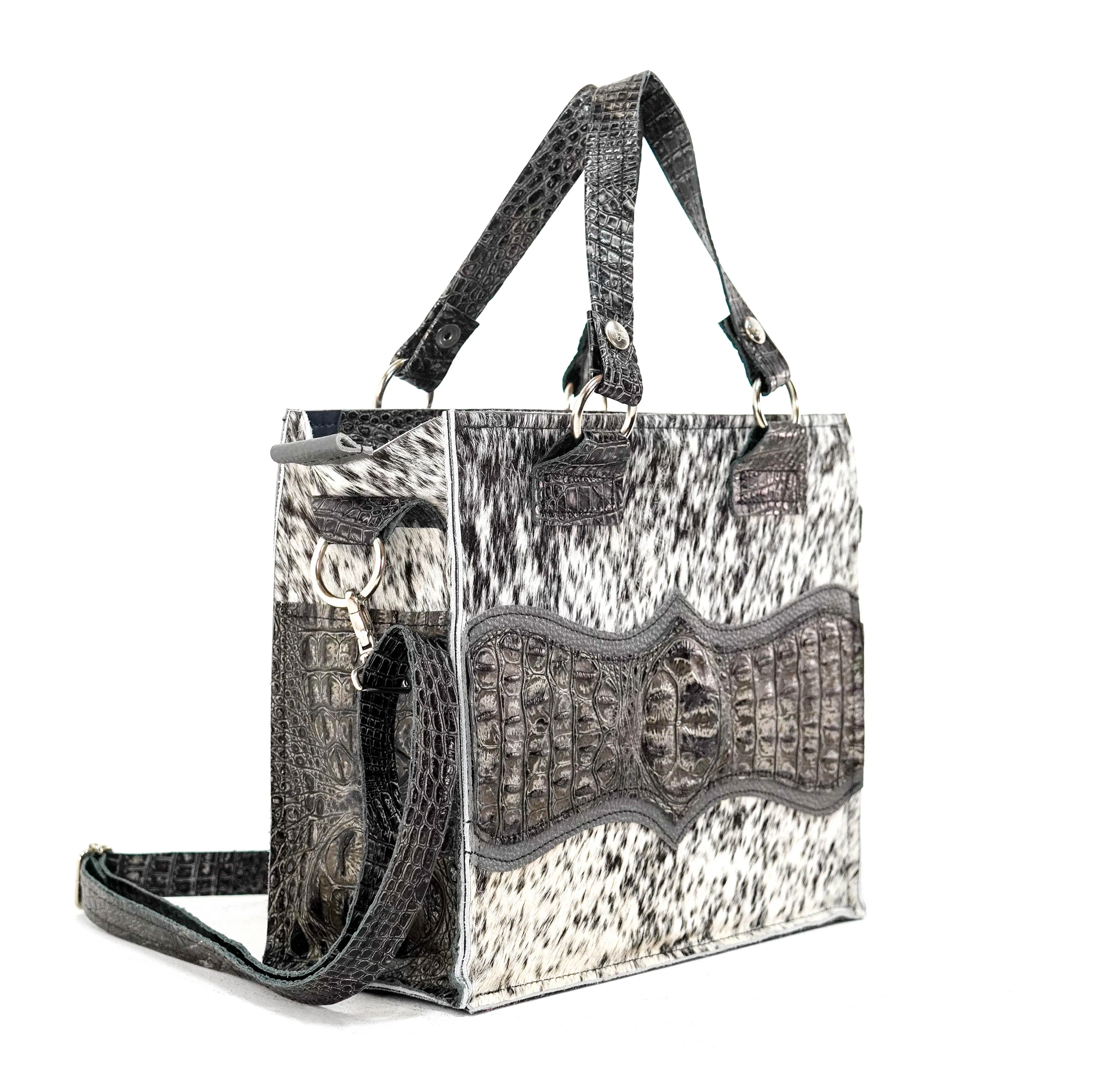 Minnie Pearl - Black & White w/ Smoke Show Croc