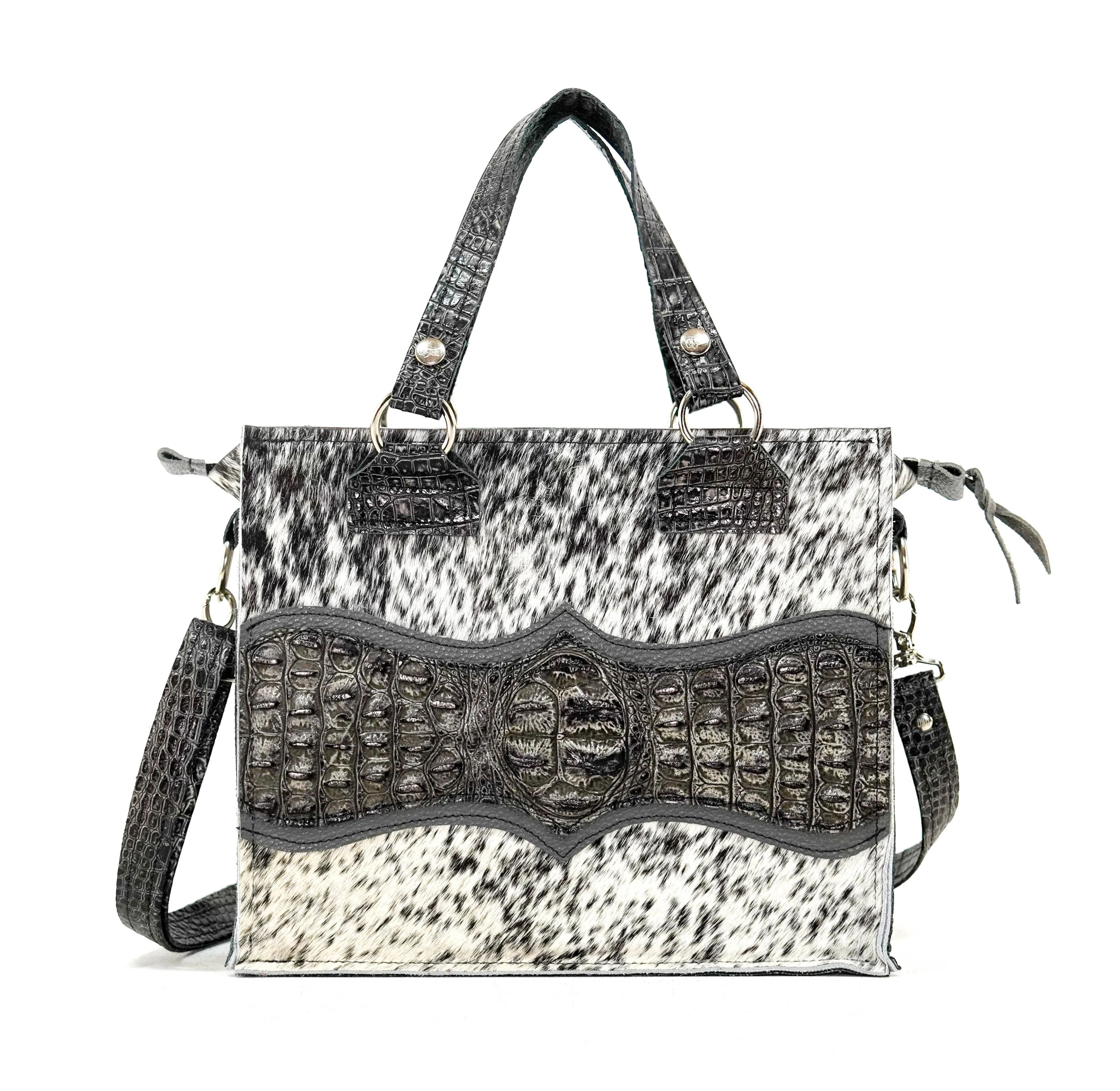 Minnie Pearl - Black & White w/ Smoke Show Croc