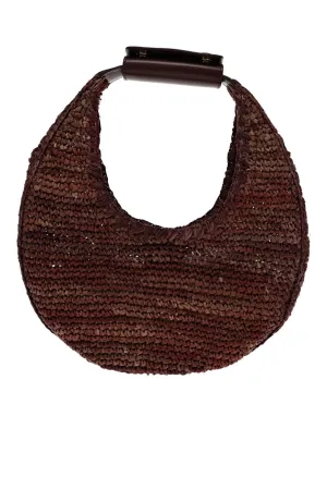 Moon Mahogany Raffia Tote Bag