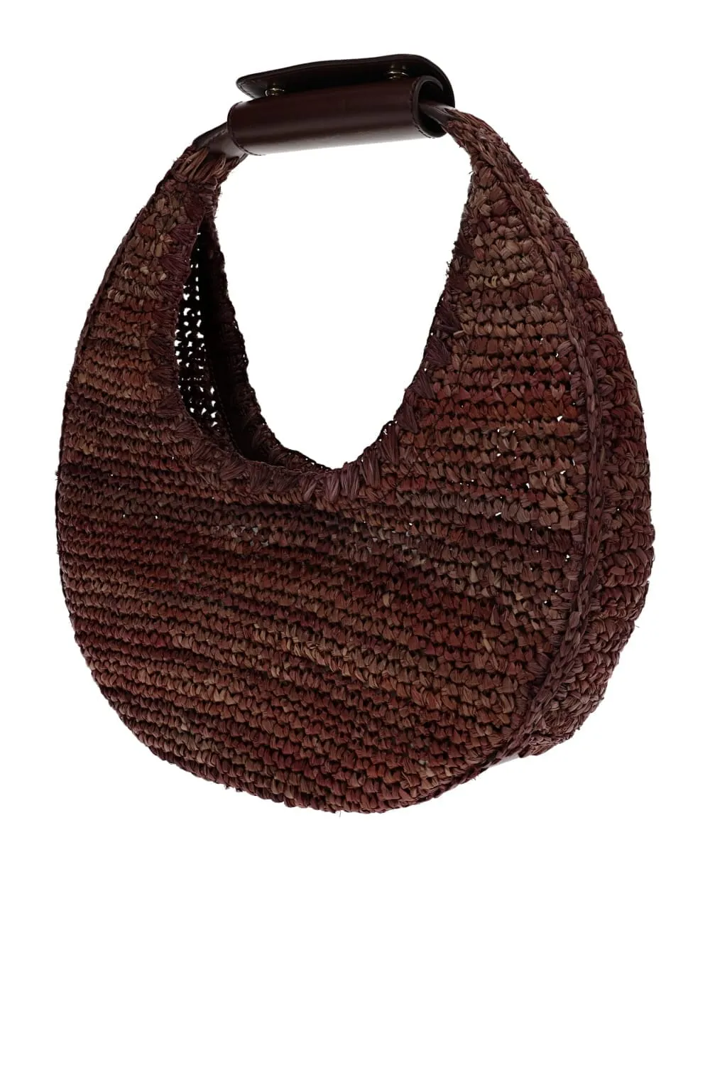 Moon Mahogany Raffia Tote Bag
