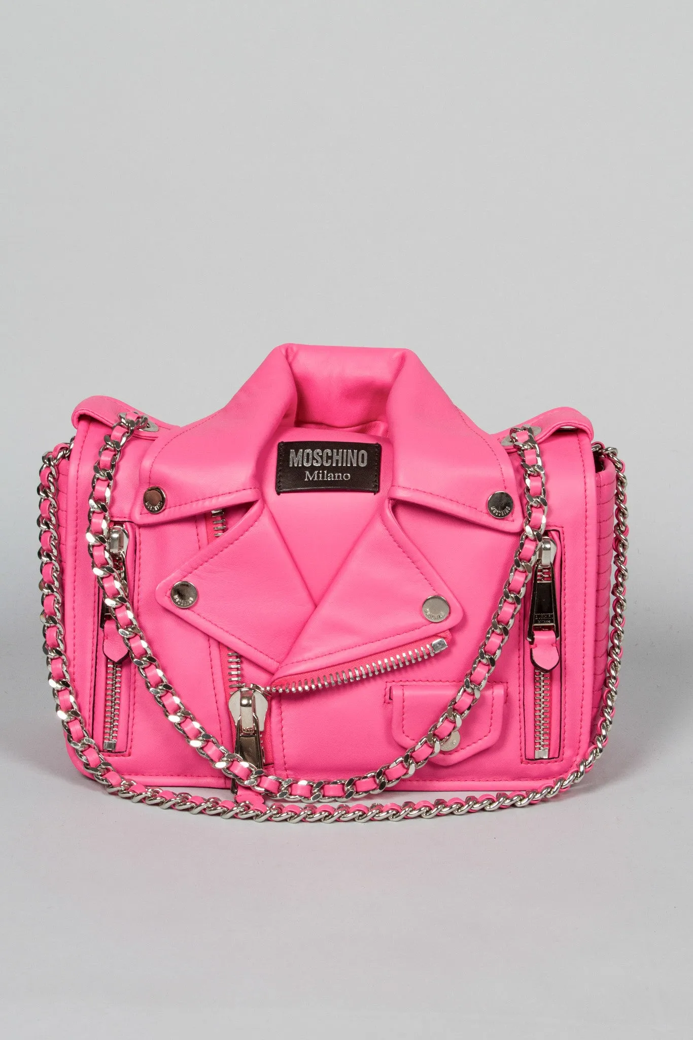 Moschino Moto Jacket Biker Bag in Barbie Pink