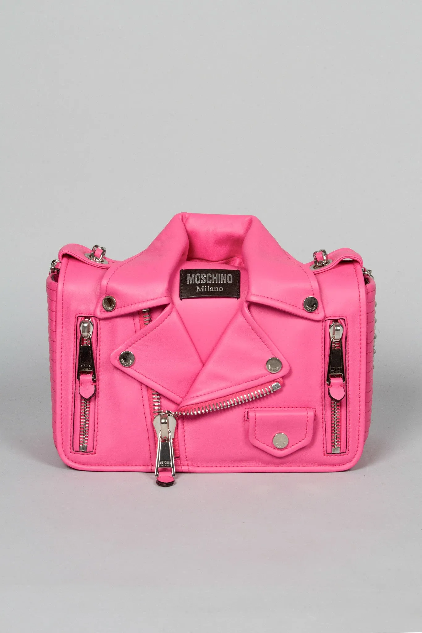 Moschino Moto Jacket Biker Bag in Barbie Pink