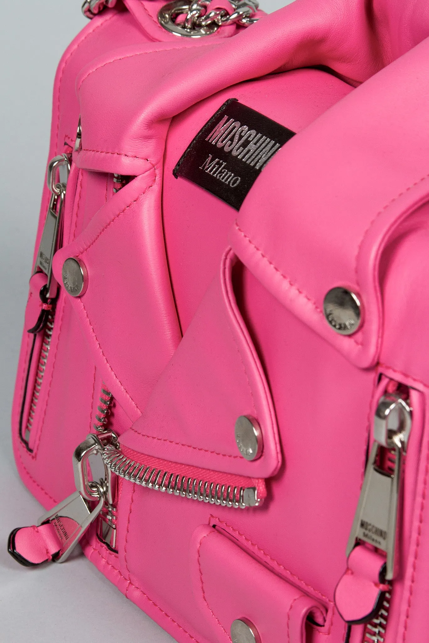Moschino Moto Jacket Biker Bag in Barbie Pink