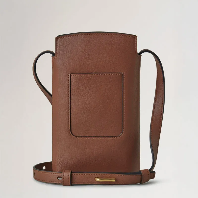 MULBERRY Clovelly Phone Pouch Micro Classic Grain in Bright Oak