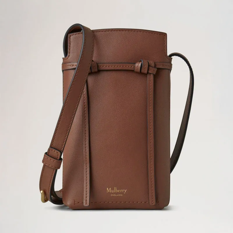 MULBERRY Clovelly Phone Pouch Micro Classic Grain in Bright Oak