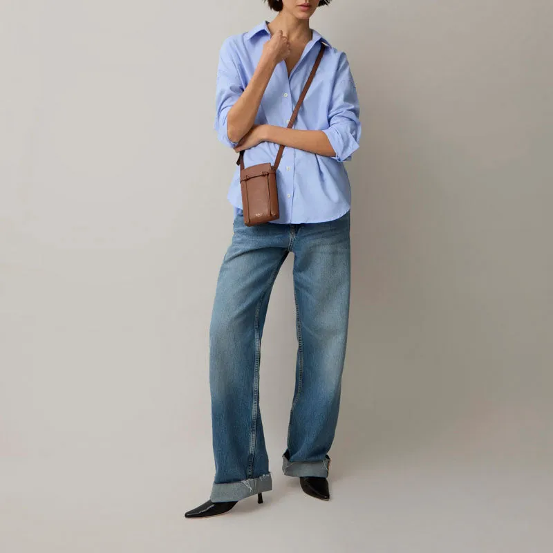 MULBERRY Clovelly Phone Pouch Micro Classic Grain in Bright Oak