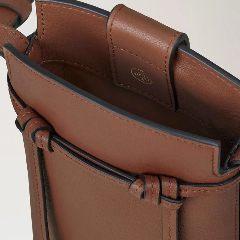 MULBERRY Clovelly Phone Pouch Micro Classic Grain in Bright Oak