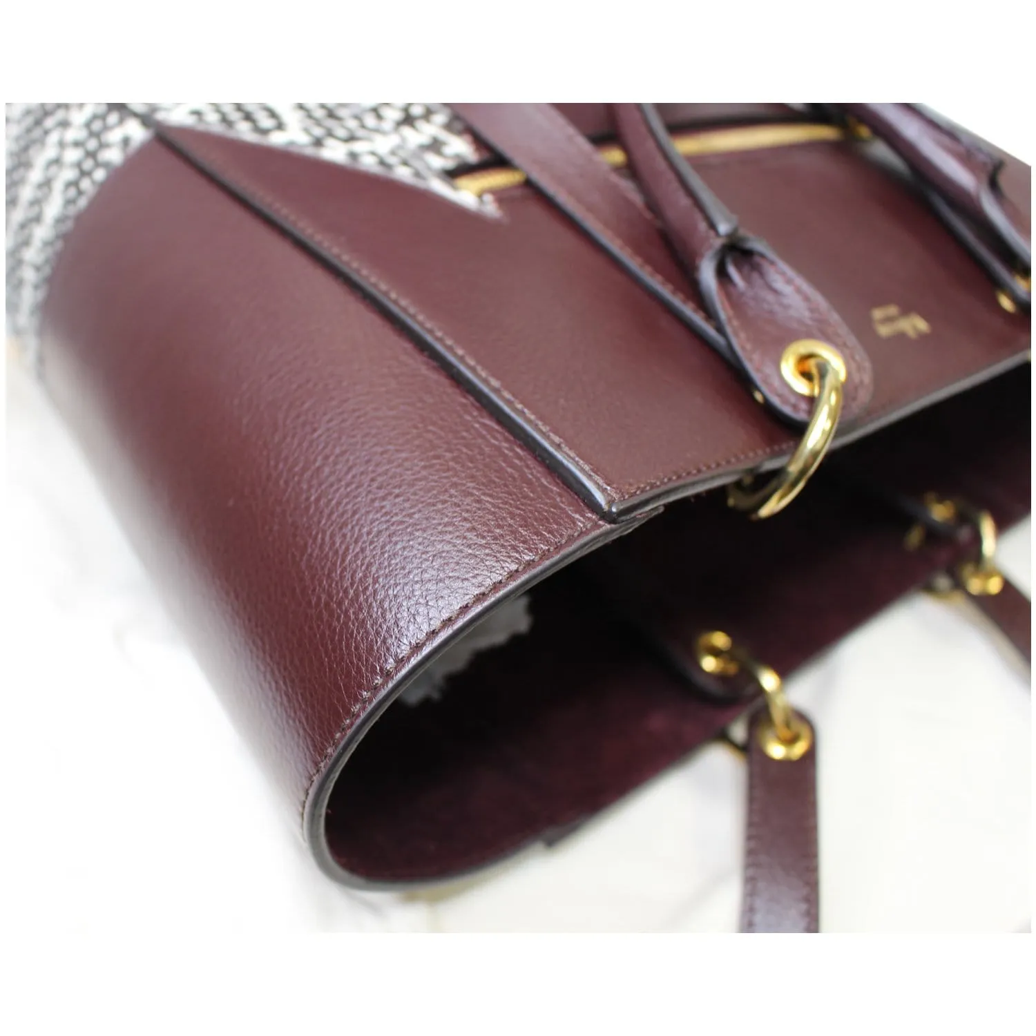 MULBERRY Large Maple "M" Snakeskin Oxblood Smooth Calf Tote Bag Burgundy