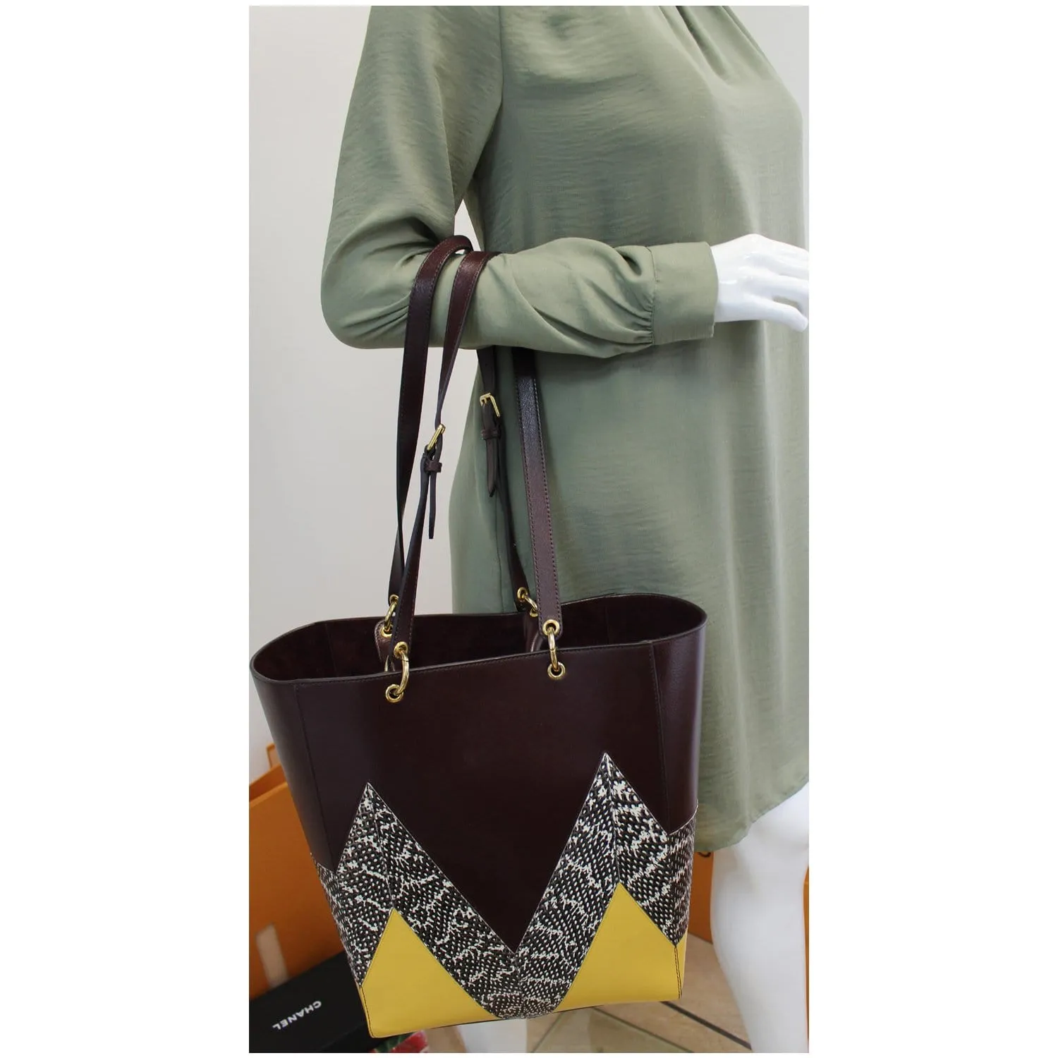 MULBERRY Large Maple "M" Snakeskin Oxblood Smooth Calf Tote Bag Burgundy