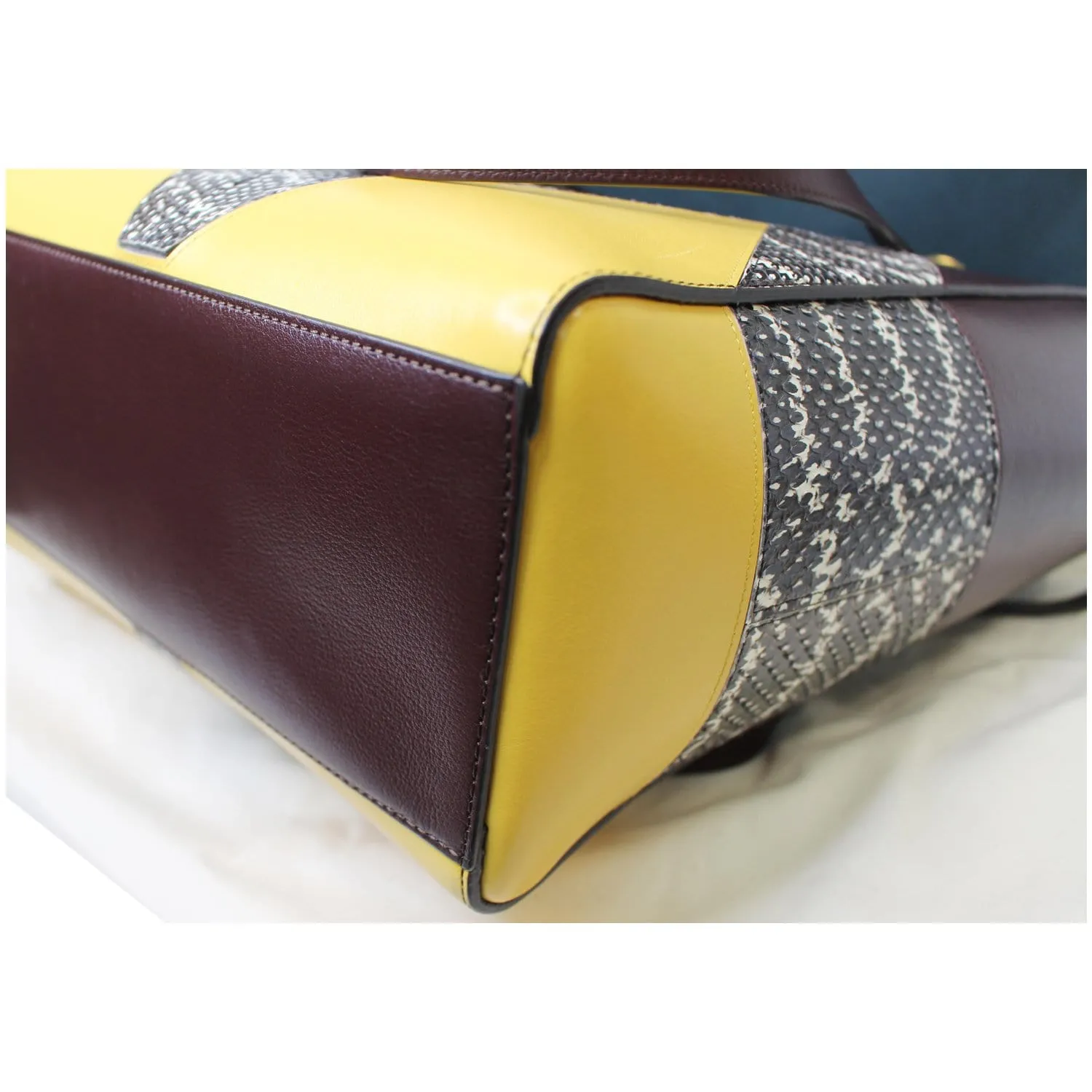 MULBERRY Large Maple "M" Snakeskin Oxblood Smooth Calf Tote Bag Burgundy