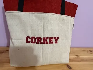Music Staff Small Tote Bag in Burgundy