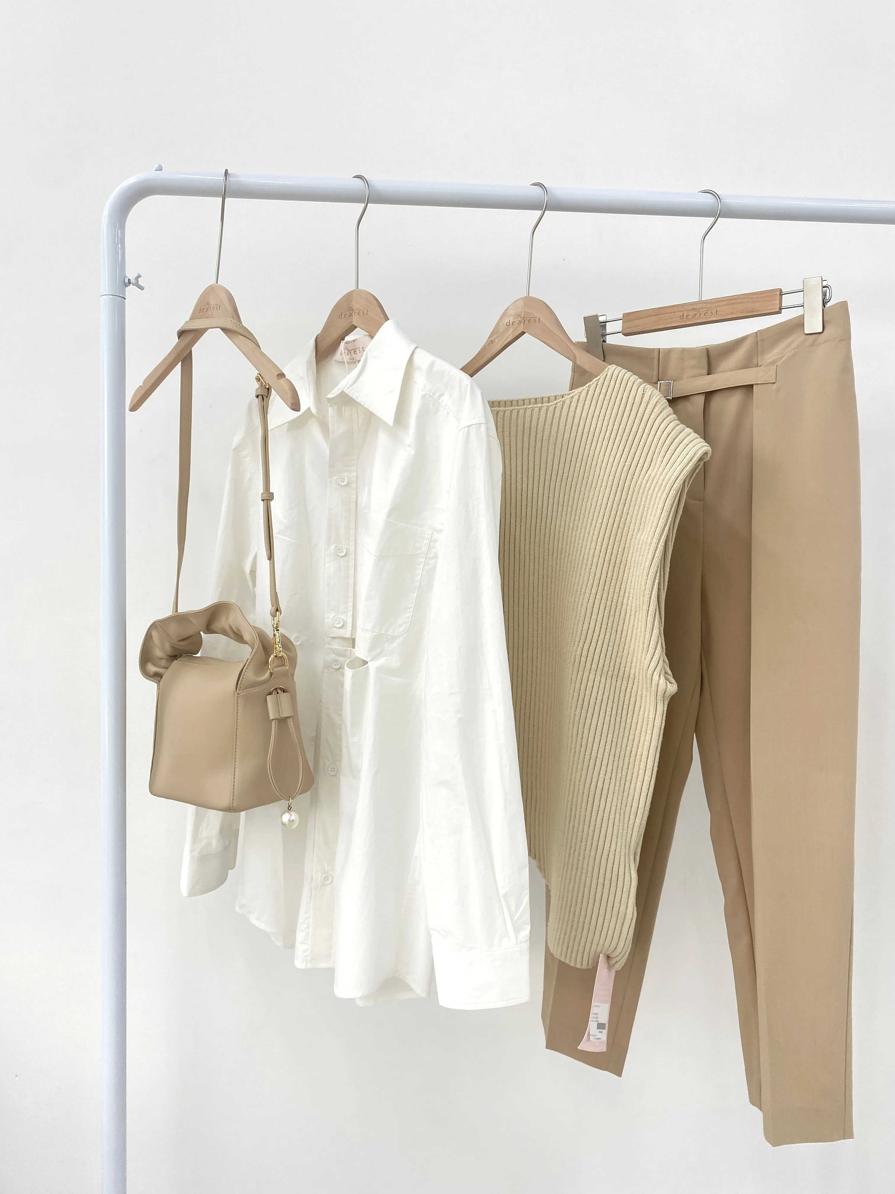 Myla Leather Tote - Beige