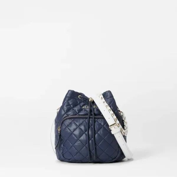 MZ Wallace Crosby Drawstring Bucket in Navy Dawn / White