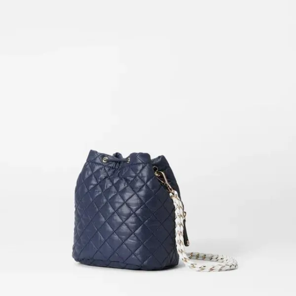 MZ Wallace Crosby Drawstring Bucket in Navy Dawn / White