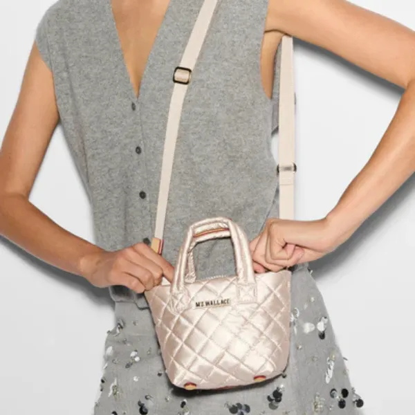 MZ Wallace Petite Metro Tote Deluxe in Pale Rose Gold Metallic