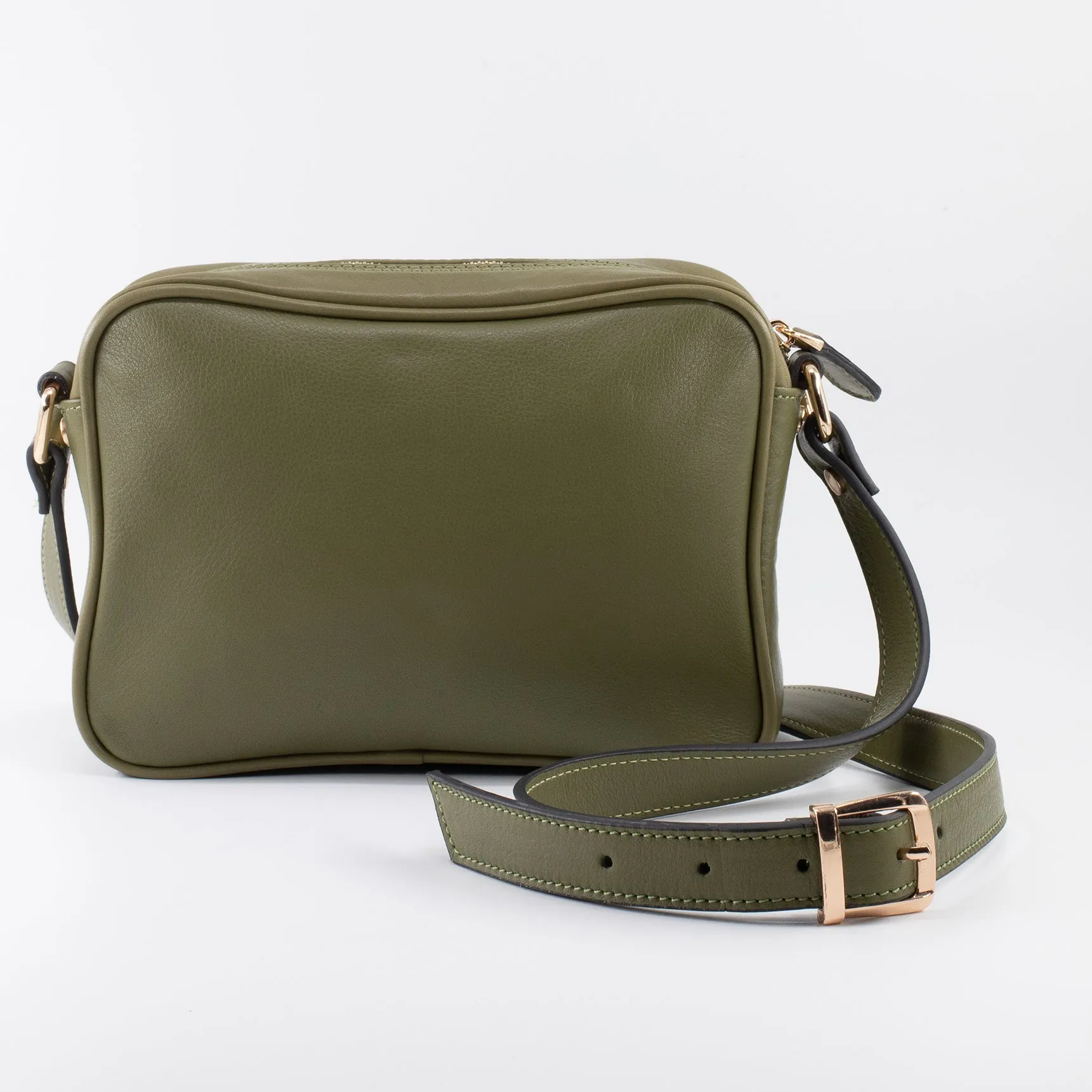 Napa Leather Satchel Crossbody Bag - Khaki