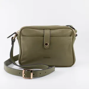 Napa Leather Satchel Crossbody Bag - Khaki
