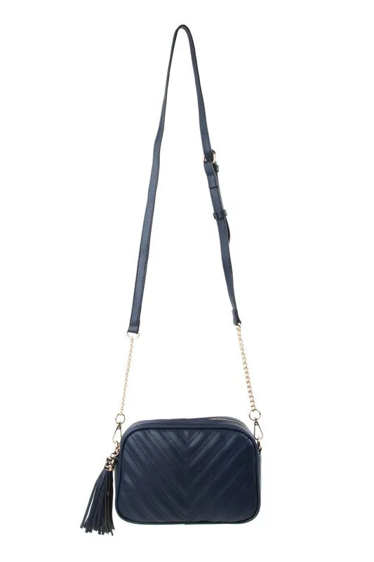 Navy Tassel Crossbody Bag