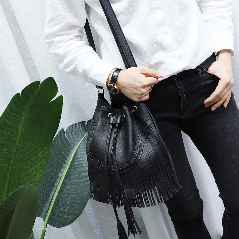 New Women's Drawstring Handmade Tassel Fashion Bags