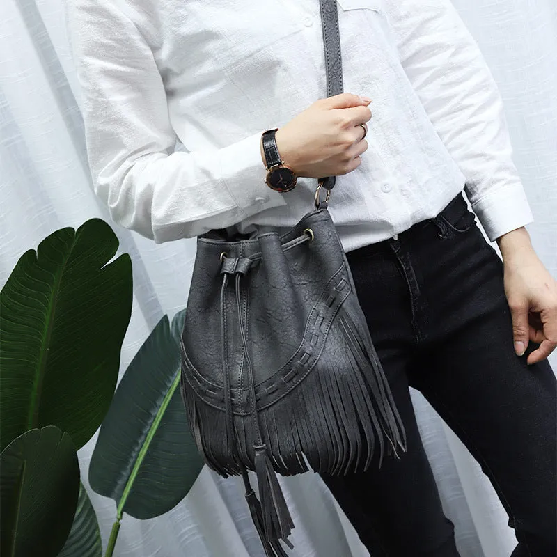 New Women's Drawstring Handmade Tassel Fashion Bags